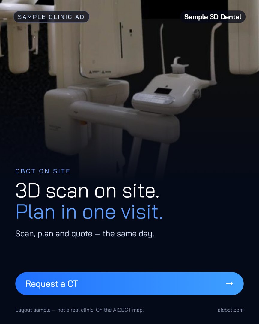 Sample clinic ad: 3D scan on site. Plan in one visit.