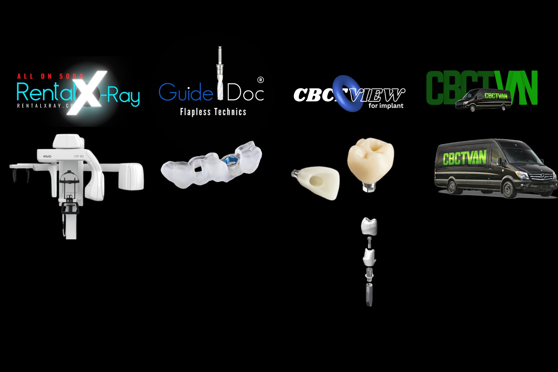 rentalXray, Guide Doc®, CBCTVIEW and CBCT VAN brands with their products
